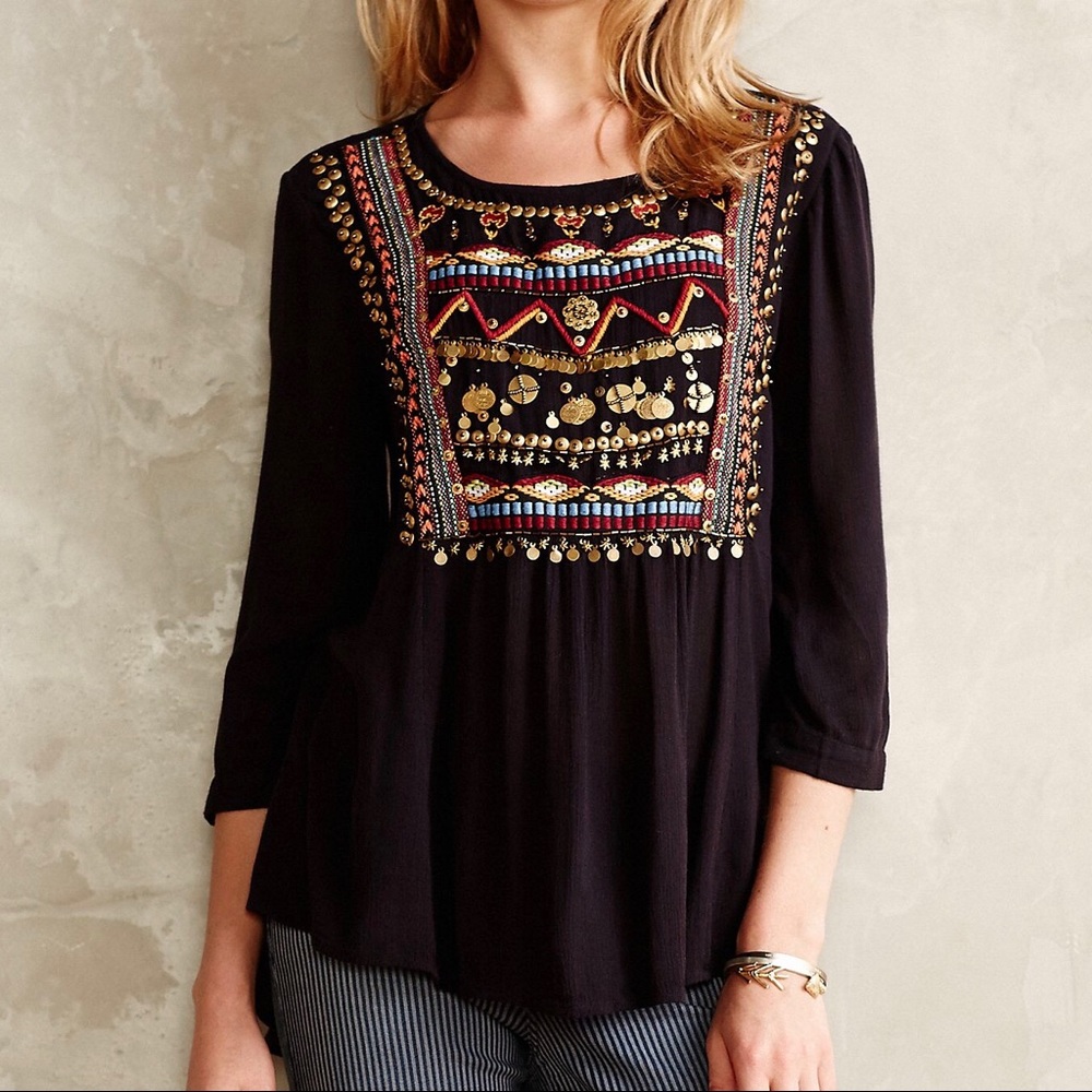 Anthropologie Ari Embellished HD in Paris tunic